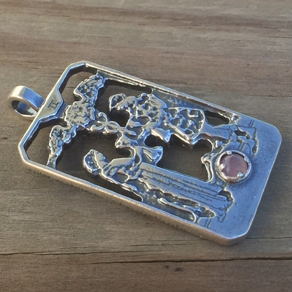 Two of Cups Tarot Pendant Sterling Silver Rose Qtz - Picture 7 of 8